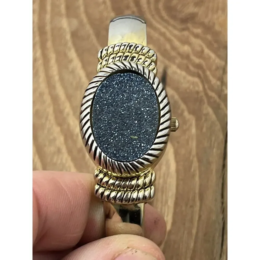 Gem Essence Women’s Wrist Watch Cover Flip Over Face Druzy Sparkle Bejeweled ⏱🔥